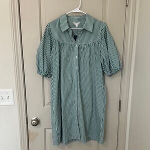 crown & ivy Green Striped Midi Dress